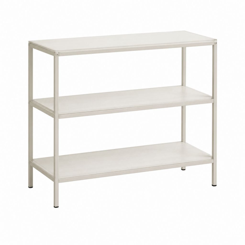 Console de rangement blanche en acier rectangulaire à 3 niveaux 80 x 30 x 80 cm