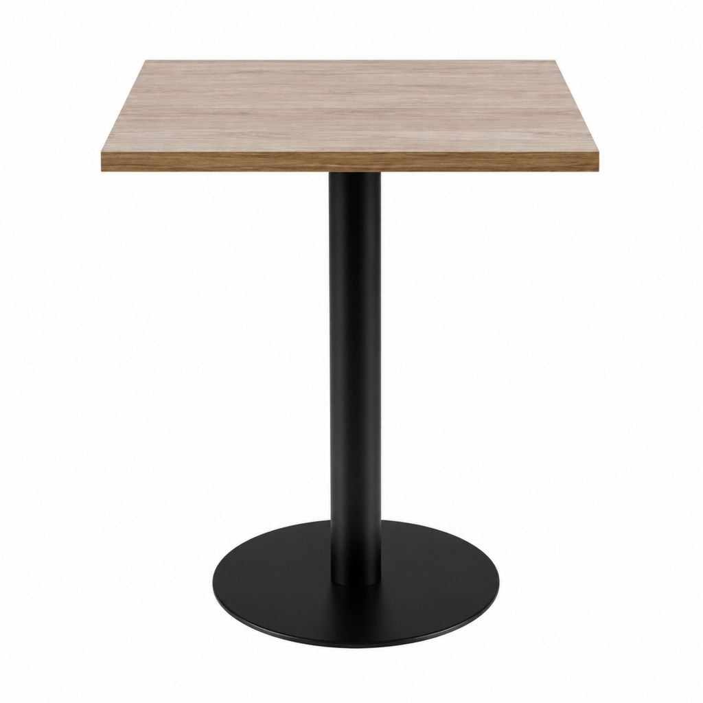 Table à manger carrée chêne clair et acier noir 70 x 70 x 75 cm