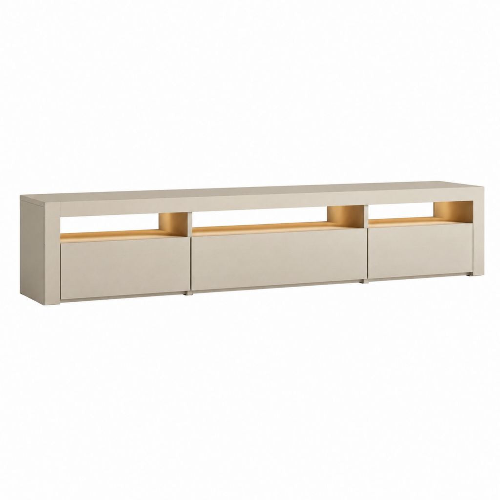 Meuble TV bas beige en panneaux de particules mélaminés 180 x 40 x 45 cm