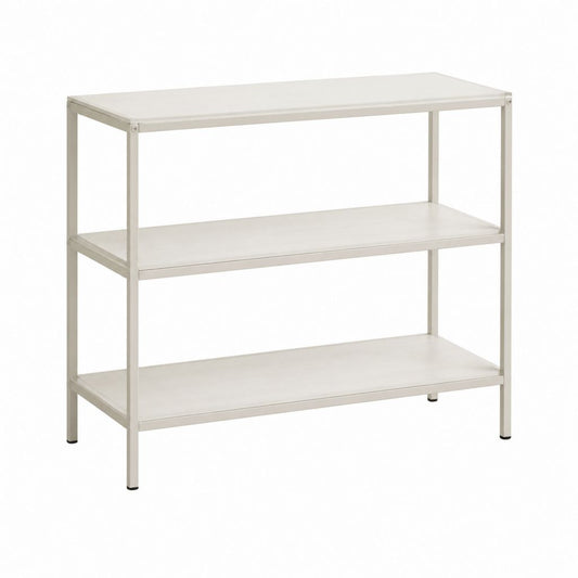 Console de rangement blanche en acier rectangulaire à 3 niveaux 80 x 30 x 80 cm