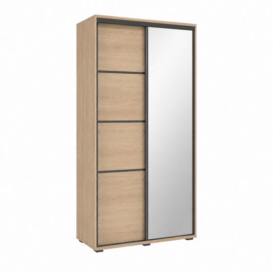 Armoire à portes coulissantes chêne clair avec miroir 120 x 60 x 200 cm