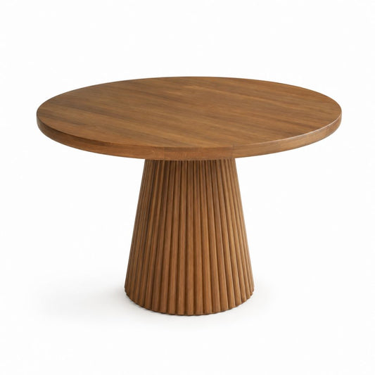 Table à manger ronde marron en MDF plaqué noyer Ø 120 x H 75 cm