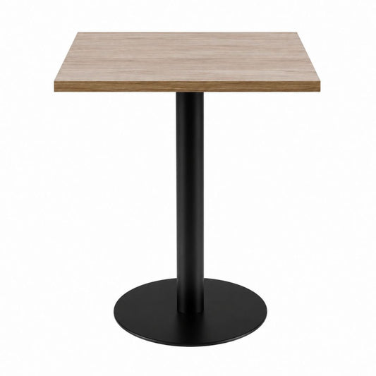 Table à manger carrée chêne clair et acier noir 70 x 70 x 75 cm