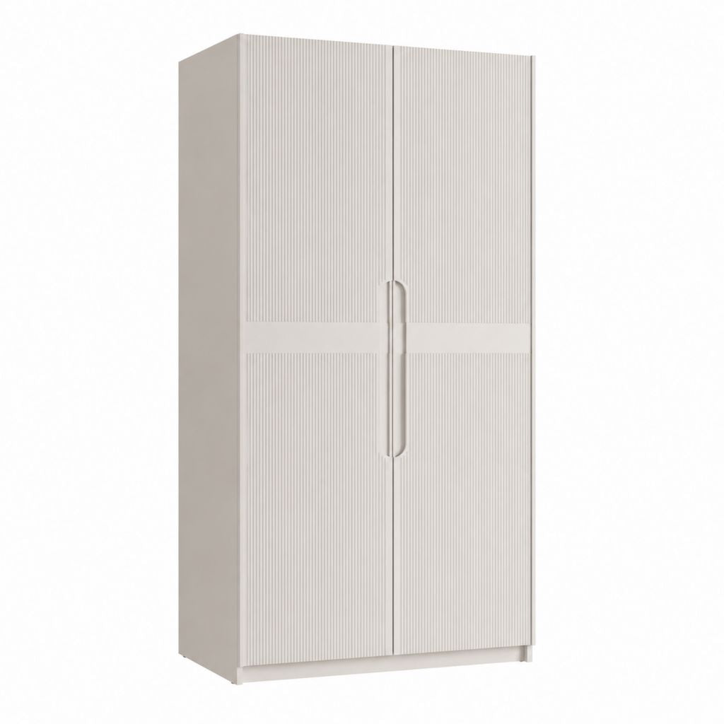 Armoire de chambre 2 portes blanc cassé en panneaux de particules 80 x 52 x 180 cm