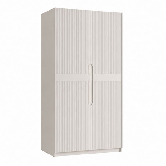 Armoire de chambre 2 portes blanc cassé en panneaux de particules 80 x 52 x 180 cm