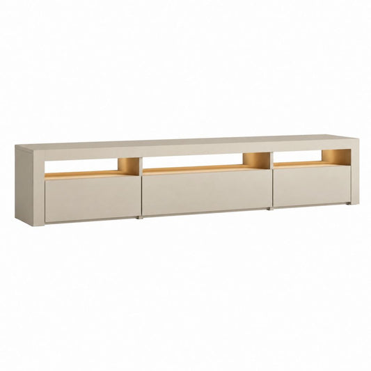 Meuble TV bas beige en panneaux de particules mélaminés 180 x 40 x 45 cm