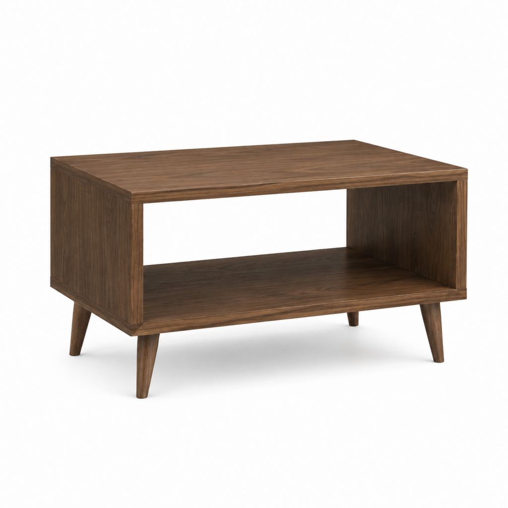 Table basse rectangulaire noyer en panneaux MDF plaqués 100 x 60 x 45 cm