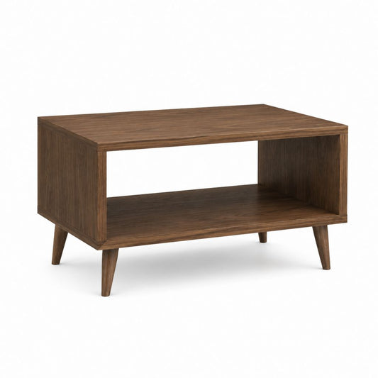 Table basse rectangulaire noyer en panneaux MDF plaqués 100 x 60 x 45 cm
